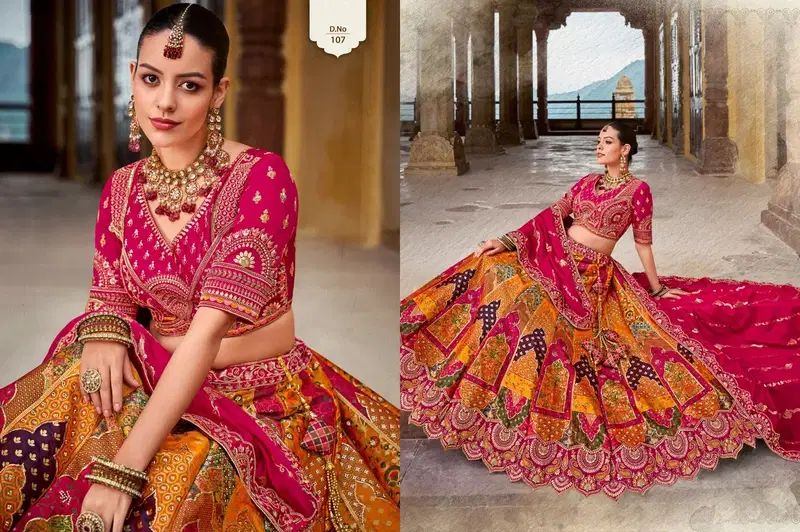 Mustard Kalamkari By Surshyam Banarasi Silk Designer Lehenga Choli Wholesale Online